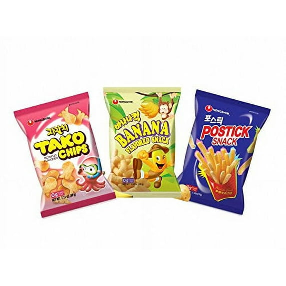 Nongshim Assorted Snack Pack - Tako, Banana Kick, Postick - (Pack of 3)