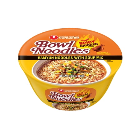 Nongshim Bowl Noodle Spicy Chicken Ramen Noodle Soup Bowl, 3.03oz X 1, Shelf-Stable
