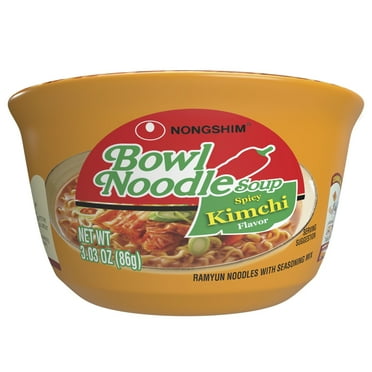 Nongshim Bowl Noodle Spicy Kimchi Ramyun Ramen Noodle Soup Bowl, 3.03oz X 1 Count, Shelf-Stable