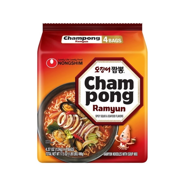 Nongshim Cham Pong Ramyun Spicy Squid & Seafood 4 Pack