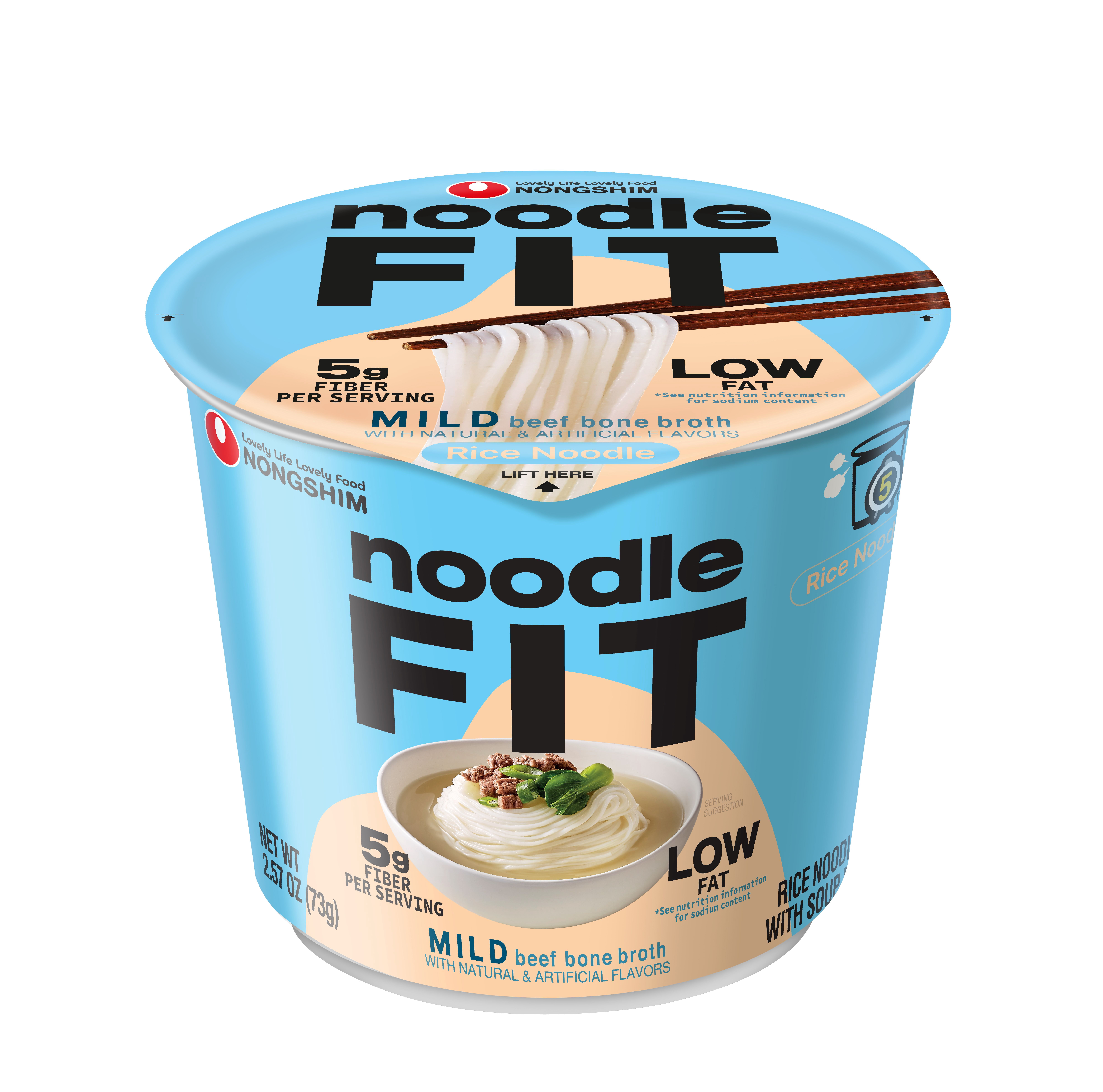Nongshim Gomtang, High Fiber Cup, Rice Noodle, 2.57 oz (73g), pack of 1