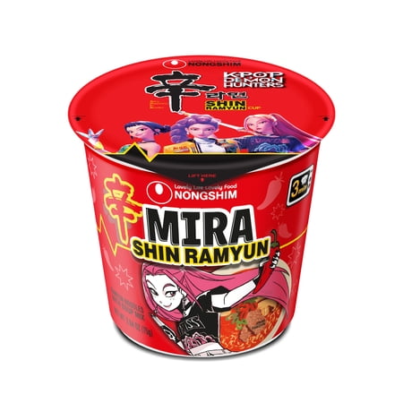 Nongshim K-Pop Demon Hunters Mira Shin Ramyun Spicy Beef Ramen Noodle Soup Cup, 2.64oz X 1 Count, Shelf-Stable