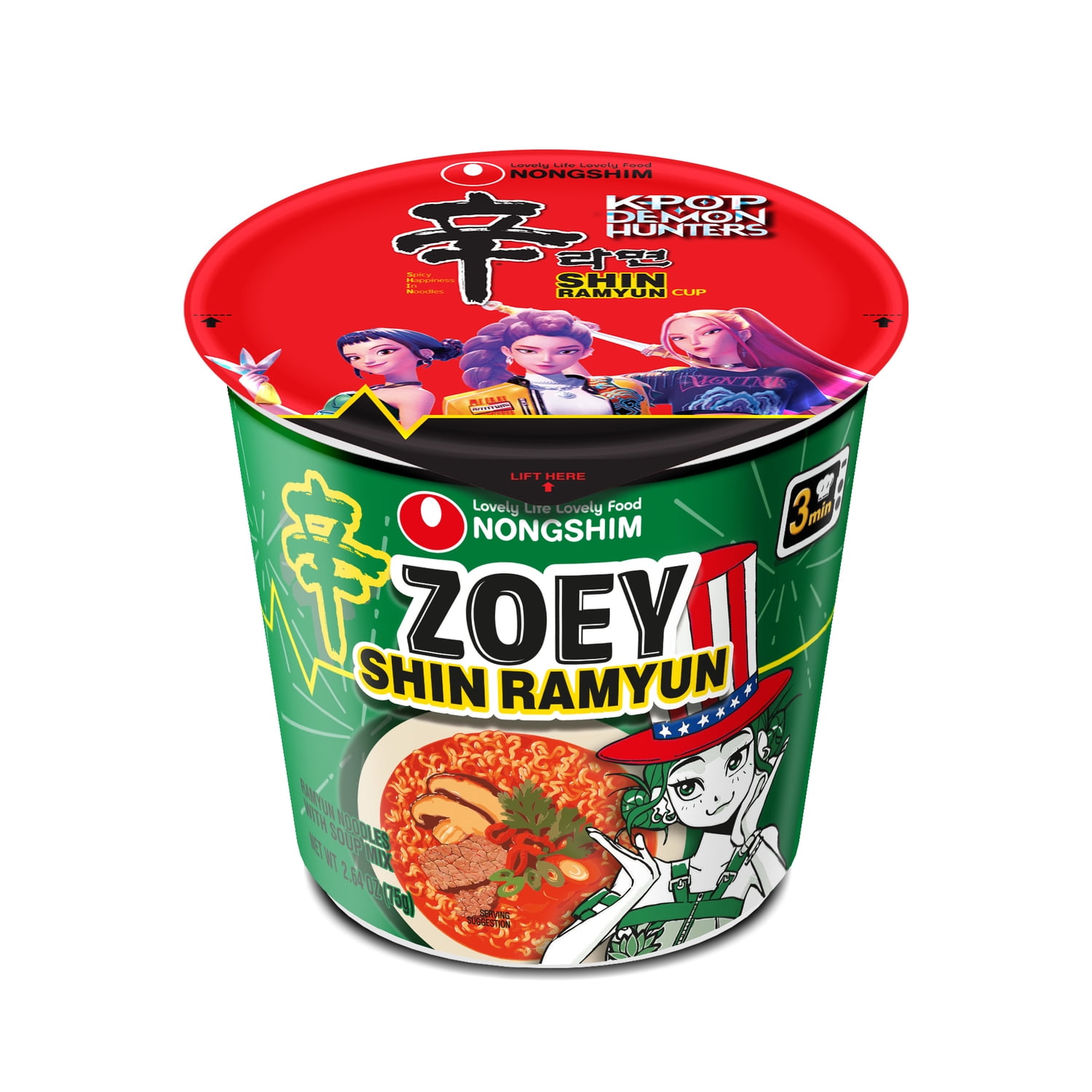 Nongshim K-Pop Demon Hunters Zoey Shin Ramyun Spicy Beef Ramen