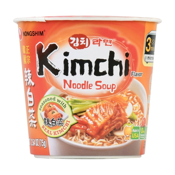 Nongshim Kimchi Spicy Red Chili Ramyun Ramen Noodle Soup Cup, 2.6oz X 1 Count