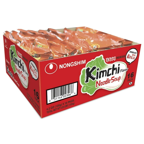 Nongshim Kimchi Spicy Red Chili Ramyun Ramen Noodle Soup, 4.2oz, 16-Pack