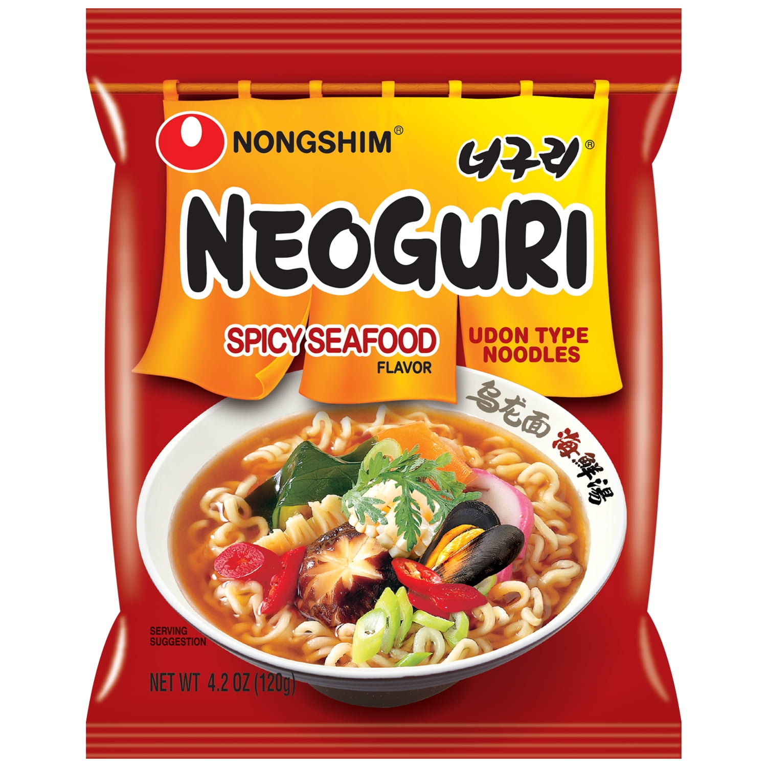Nongshim Neoguri Spicy Seafood Ramyun Ramen Noodle Soup, 4.2oz x 16 Pack