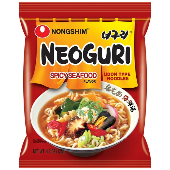 Nongshim Neoguri Spicy Seafood Ramyun Ramen Noodle Soup, 4.2oz x 16 Pack