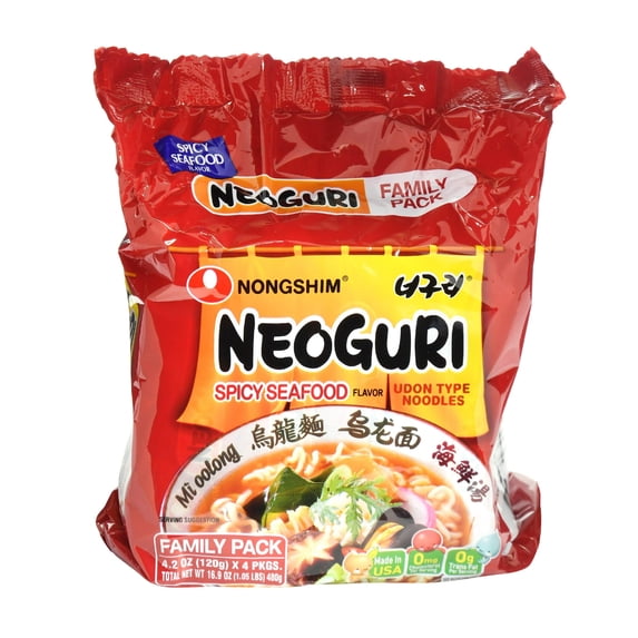Nongshim Neoguri Spicy Seafood Ramyun Ramen Noodle Soup Pack, 4.2oz X 4 Count Pack 6