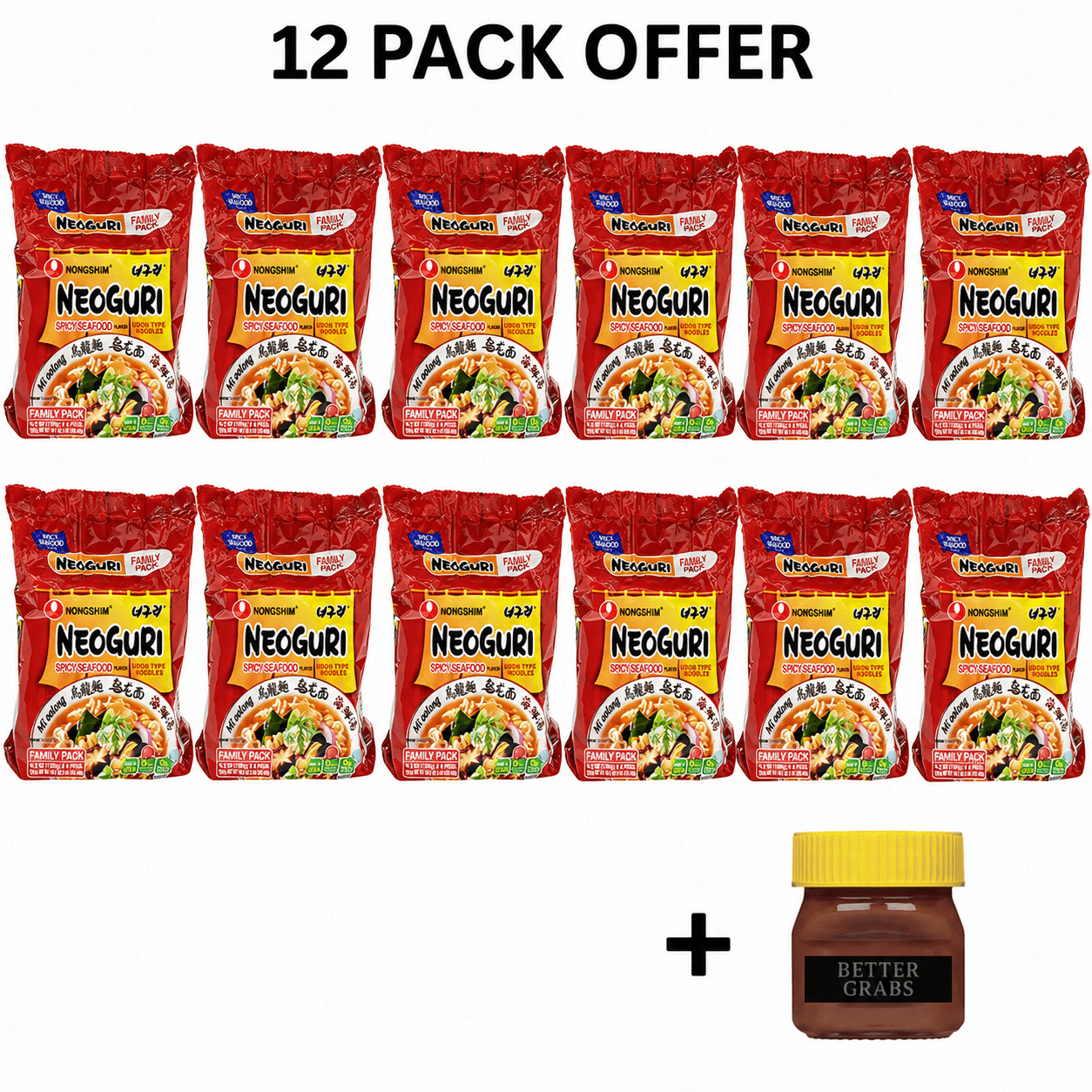Nongshim Neoguri Spicy Seafood Ramyun Ramen Noodle Soup Pack X 4 Count, See Item for Allergens