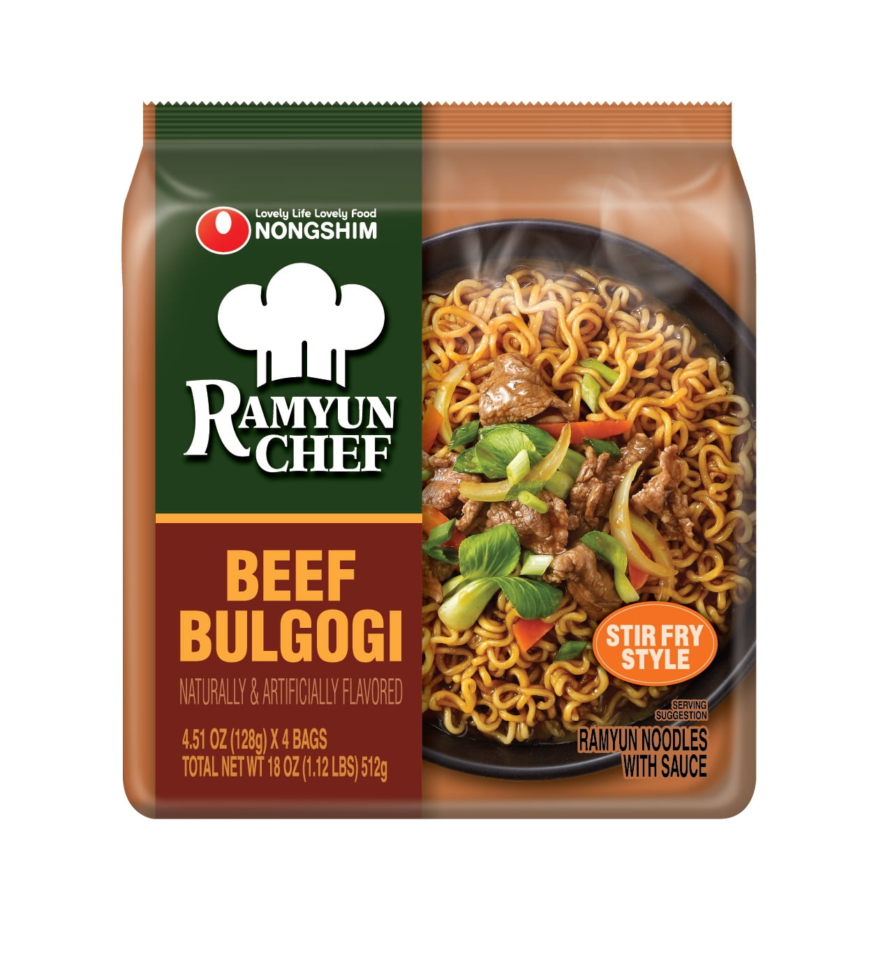Nongshim Ramyun Chef, Beef Bulgogi, Stir Fry, 4.51 oz (128g), 4 pack