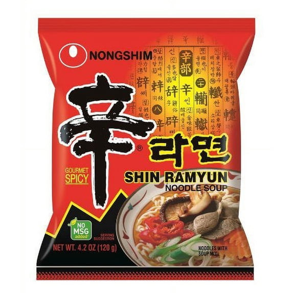 Nongshim Shin Noodle Ramyun, Gourmet Spicy Picante, 4.2-Ounce Packages Pack of 16