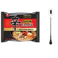 thumbnail image 1 of Nongshim Shin Ramen Ramyun Black - Premium Noodle Soup (5 Pack) plus NineChef Brand Long Handle Spoon, 1 of 9