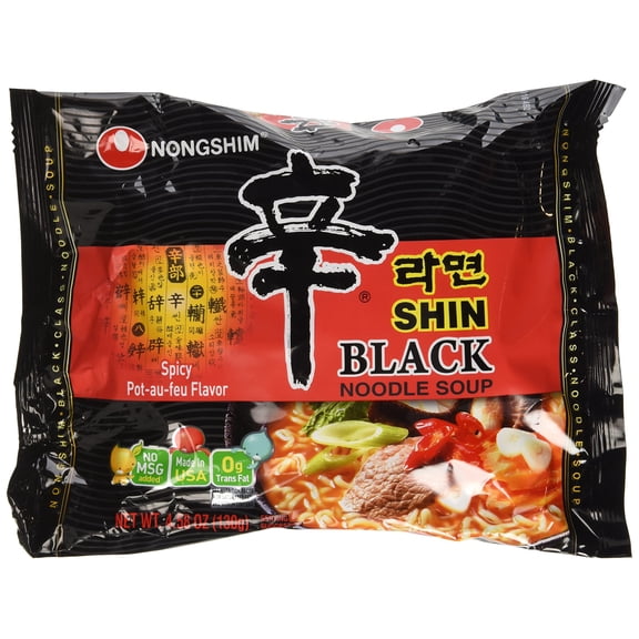 Nongshim Shin Ramyun BLACK - 4.58 Oz 4 Packs (Made in USA)