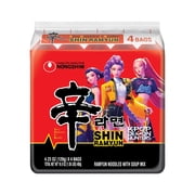 Nongshim Shin Ramyun Spicy Beef Ramen Noodle Soup Pack, 4.23oz X 4 Count