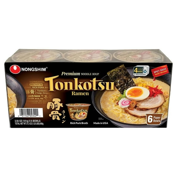 Nongshim Tonkotsu Ramen Bowl 3.56 Ounce (6 Count)