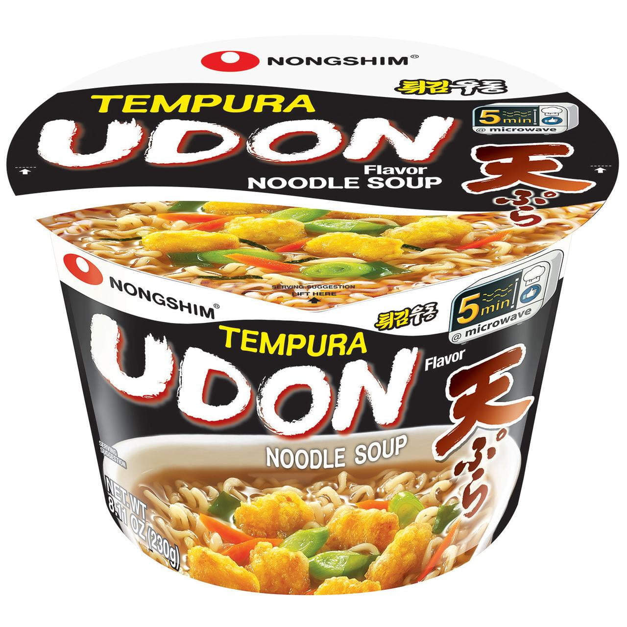 Nongshim Udon Savory Tempura Ramyun Ramen Noodle Soup Big Bowl, 8.11oz