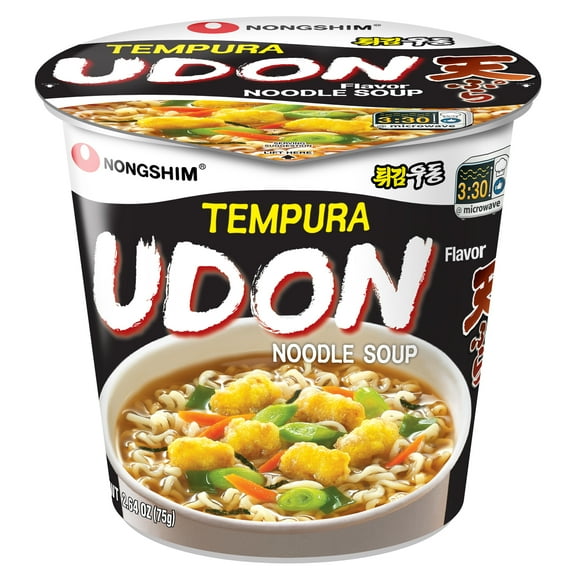 Nongshim Udon Savory Tempura Ramyun Ramen Noodle Soup Cup, 2.64oz X 6 Count