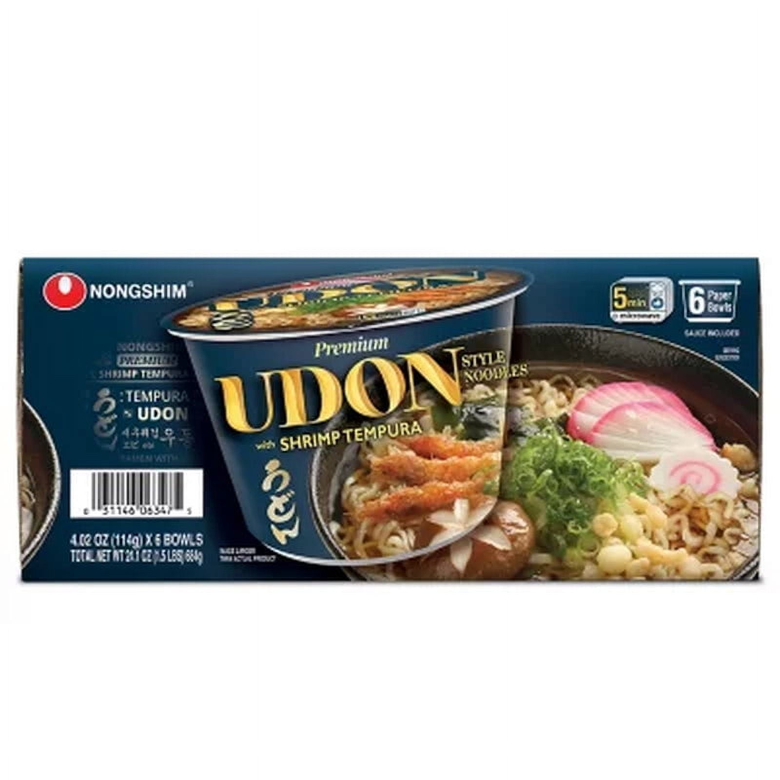 Nongshim Udon Shrimp Tempura Ramyun Ramen Noodle Soup Big Bowl 4.02 Oz., 6 Pk.