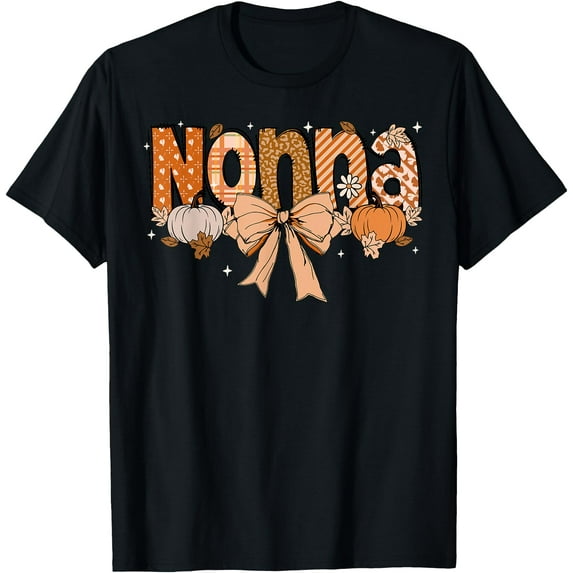 Nonna Pumpkin Fall Coquette Bow Thanksgiving Mom Women T-Shirt