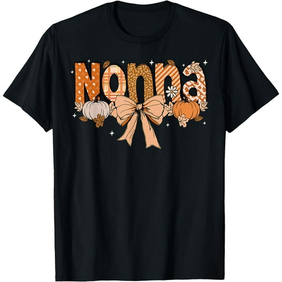 Nonna Pumpkin Fall Coquette Bow Thanksgiving Mom Women T-Shirt
