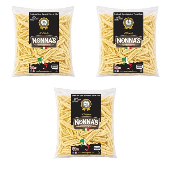 Nonnas Handmade Authentic Imported Italian Fresh Cortecce Pasta Ready to Cook Traditional Curved Pasta 500g (17.6 oz) 3 Pack