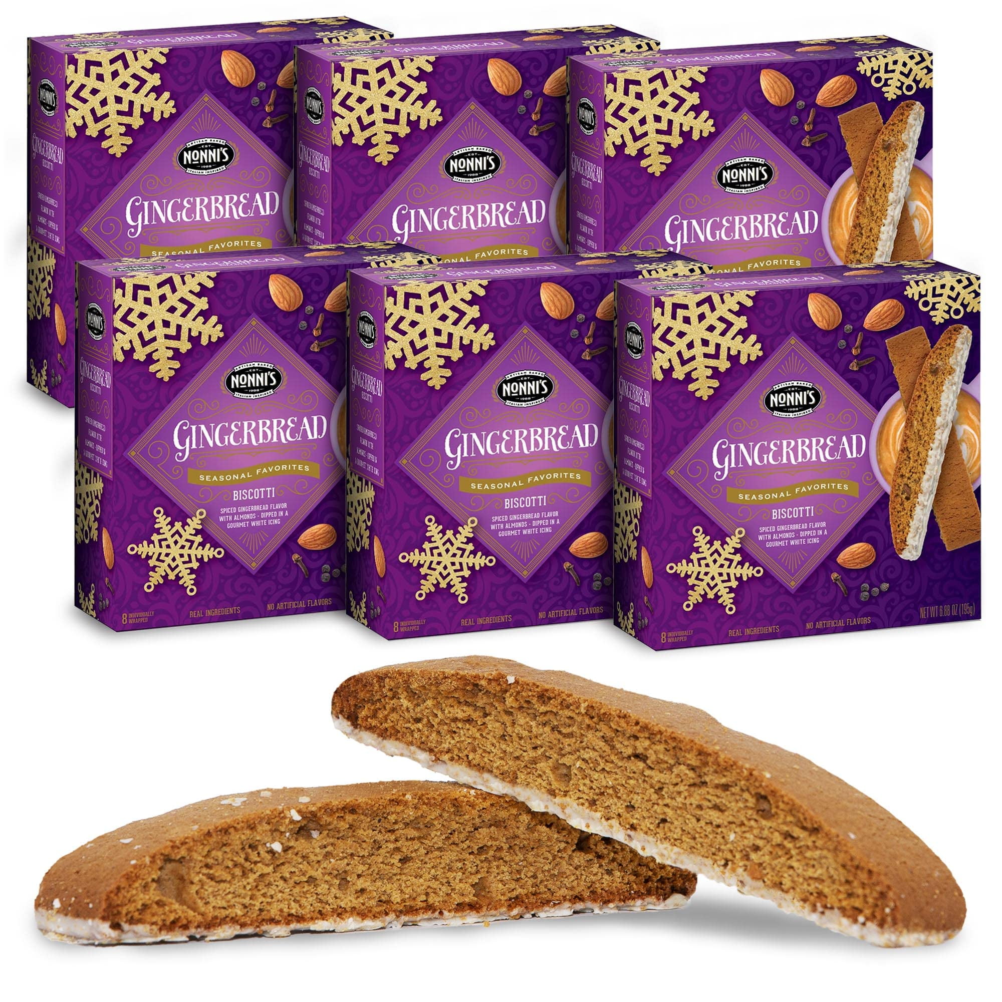 Nonni,S Gingerbread Biscotti Holiday Cookies 6 Boxes Gingerbread