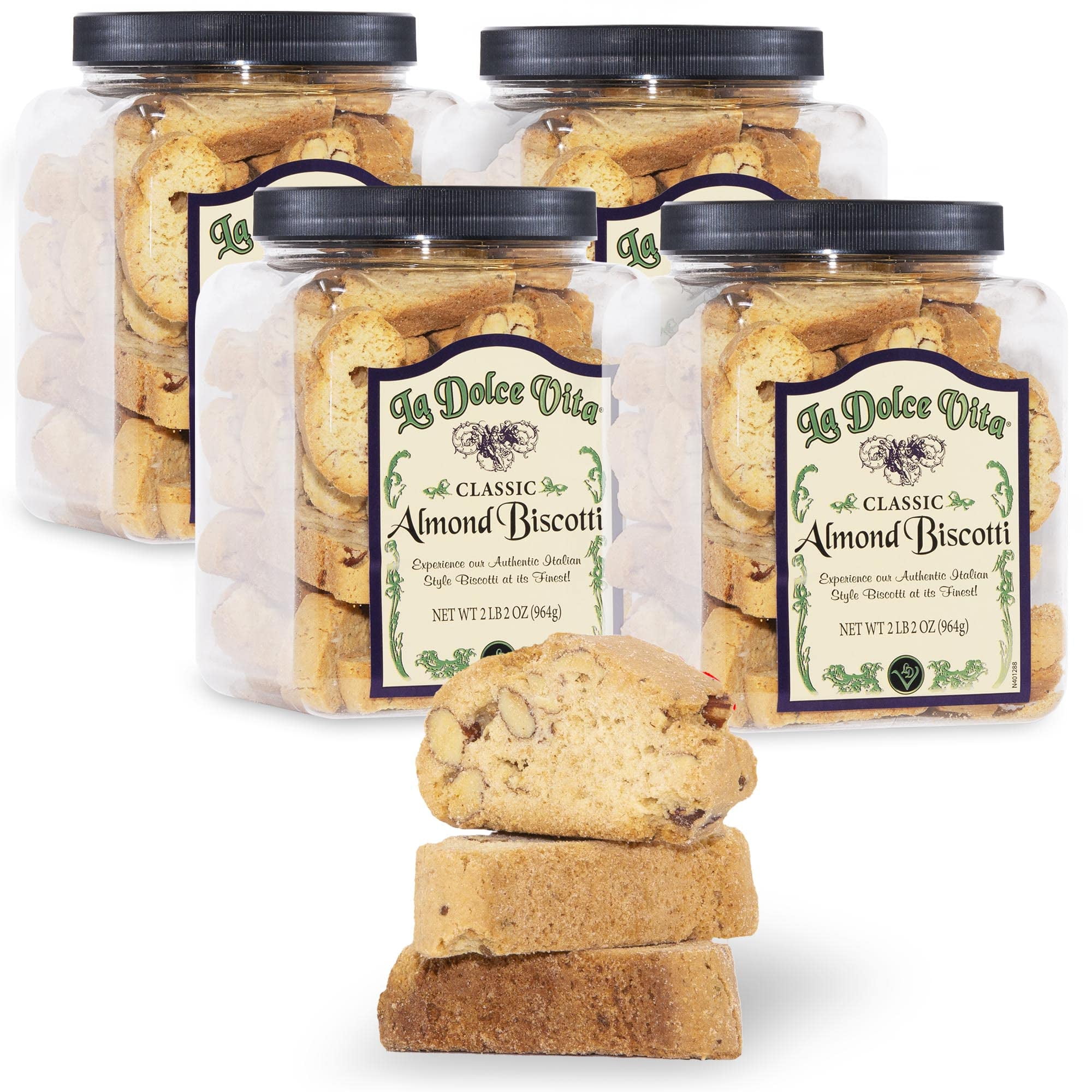 Nonni,S La Dolce Vita Almond Biscotti 4 Tubs 34Oz Of Biscotti