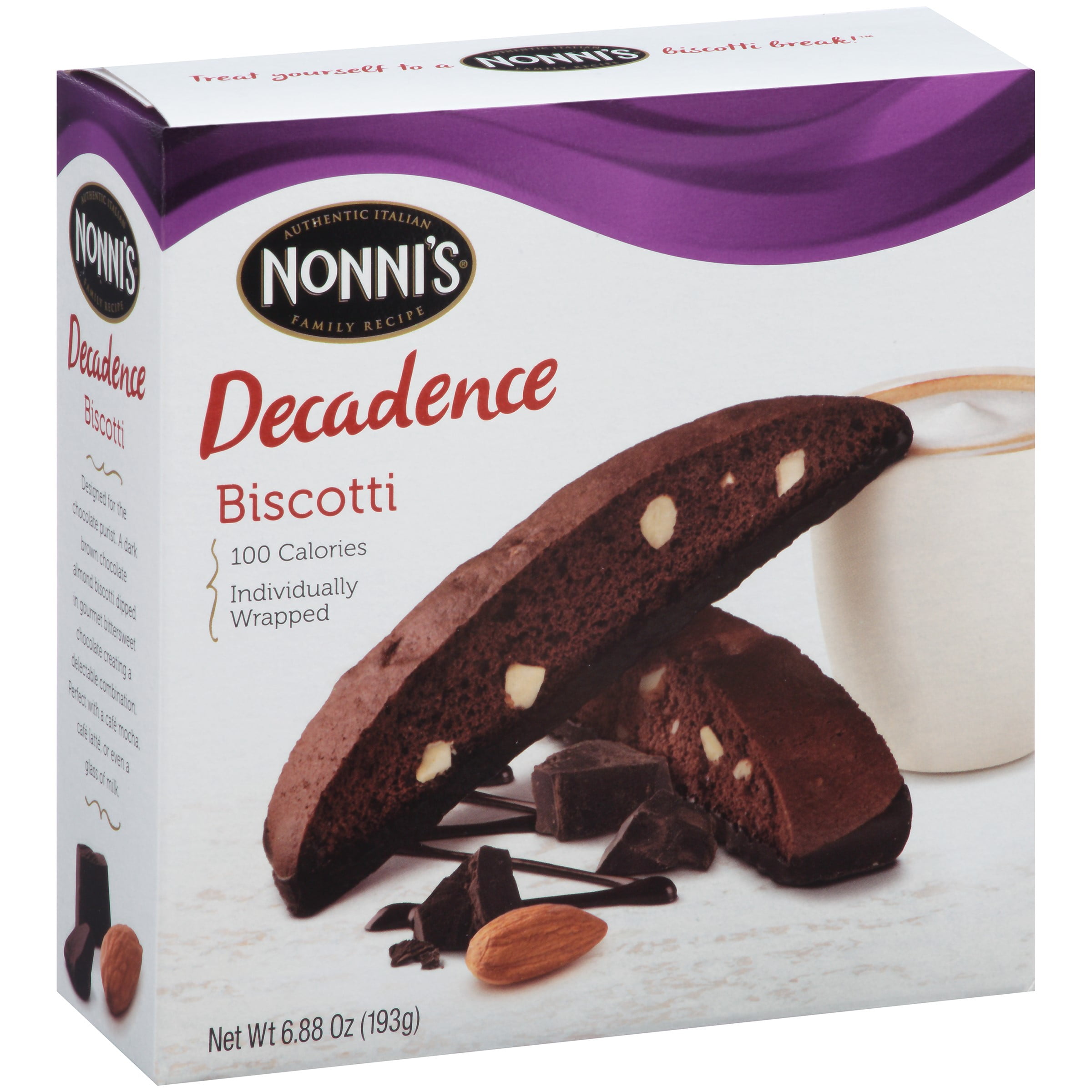 Nonni's Dark Chocolate Almond Biscotti Italian Cookies Dark Chocolate
