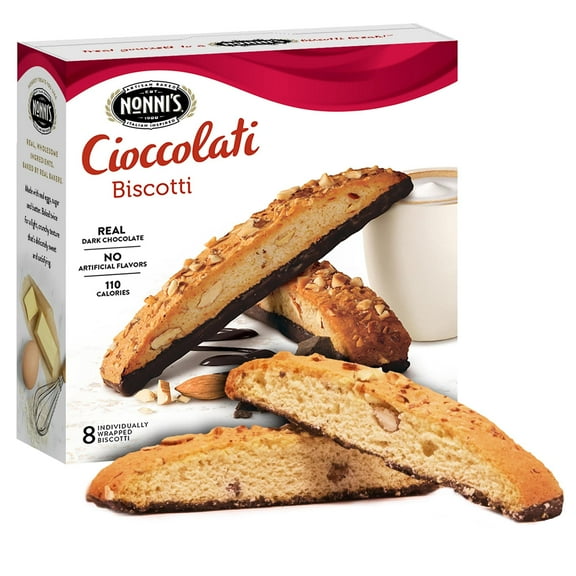Nonni's Dark Chocolate Biscotti HYZ01 Holiday Cookies - Cookies - Biscotti w/Cinnamon Icing - Biscotti Individually Wrapped Chocolate Spice Cookies - Kosher Coffee Cookies 6.88 oz