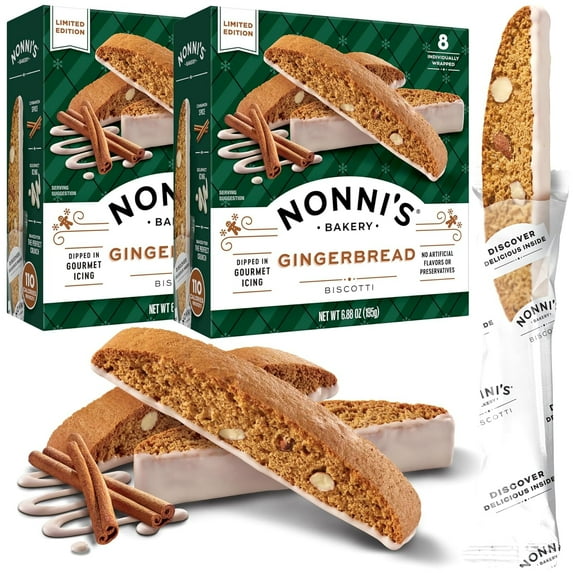 Nonni's Gingerbread Biscotti Authentic Italian - 2 Pack (6.88oz Each Box)