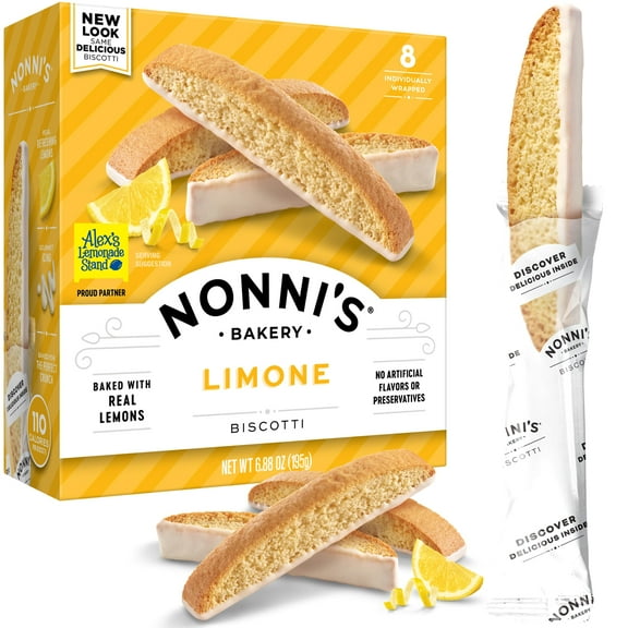 Nonni's Limone Biscotti Italian Cookies - 3 Boxes Lemon Cookies - Biscotti Individually Wrapped Cookies - Lemon Italian Biscotti Cookies w/ White Icing - All Natural Ingredients - Kosher - 6.88 oz