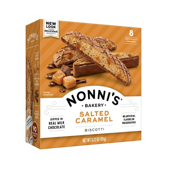 Nonni's Bakery, Salted Caramel Biscotti, Individually Wrapped, 6.72 oz, 8 Count