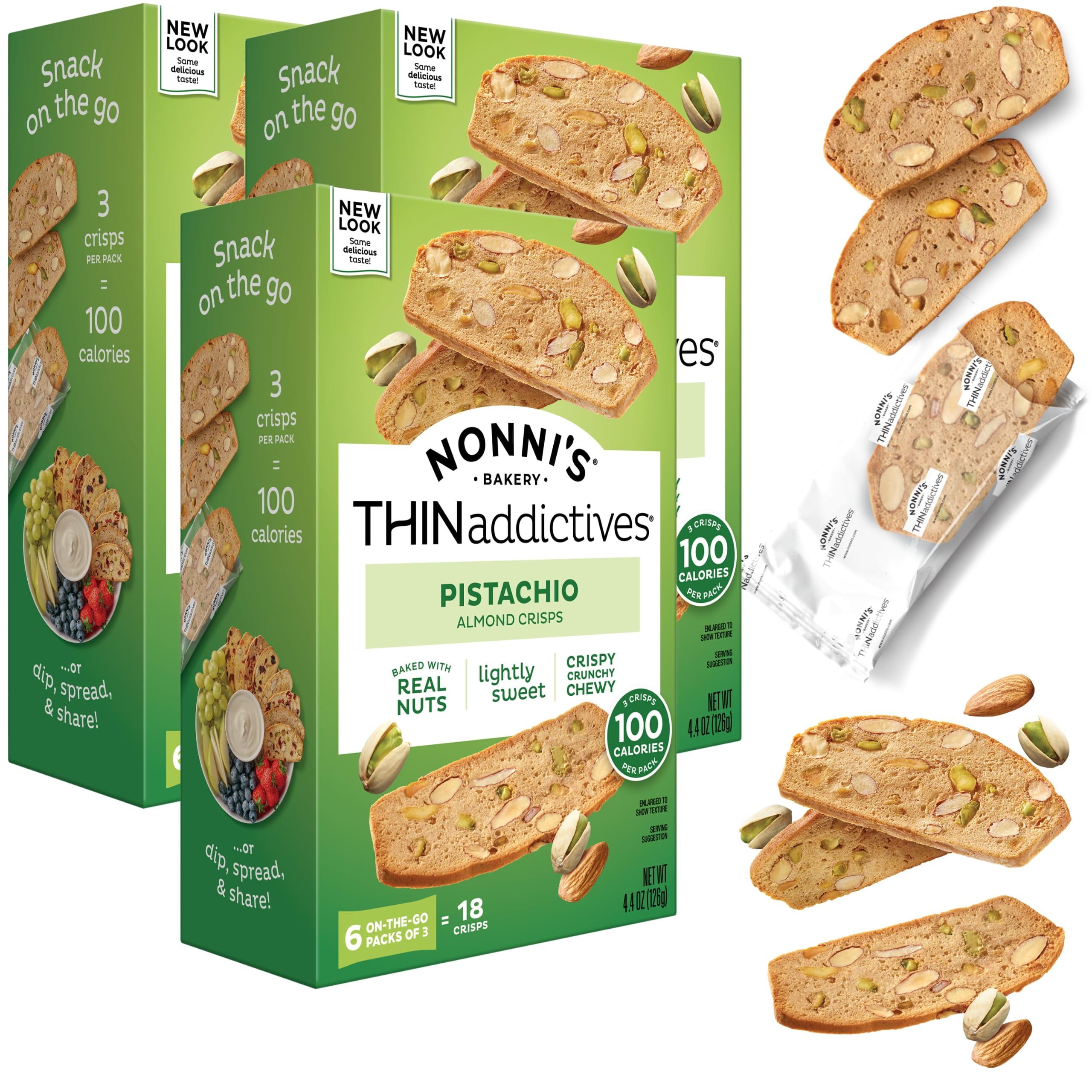 Nonni's THINaddictives Thin HHA1 Cookies 3 Boxes Pistachio Cookie