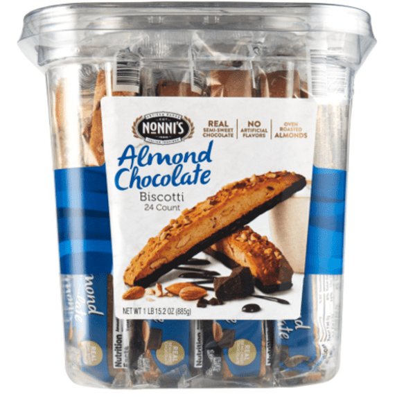 Nonnis Almond Chocolate Biscotti, 1.3 Ounce (24 Count)