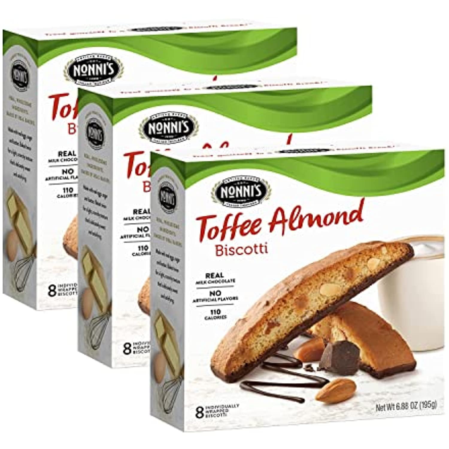 Nonnis Biscotti Toffee Almond, 6.88-Ounce Boxes (Pack Of 3)