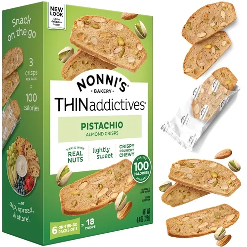 Nonnis - Individually Wrapped Pistachio Almond Biscotti - 4.4 Oz, Case of 6