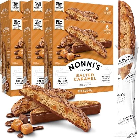 Nonnis - Salted Caramel Biscotti Treats - 6.72 Oz, Case of 6