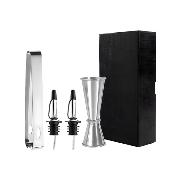 Nonrust Steel Bartending Tool Set With Ice Tongs Pour Spouts And Measuring Cup For Home Pubs Cocktails Making