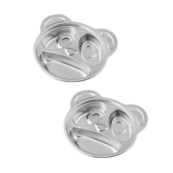 Nonrust Steel Toddler Plates Set Of 2 Unbreakable Dishware For Children Smooth Finishes Easy To Cleaning Durable Design For School Lunch Home Meals
