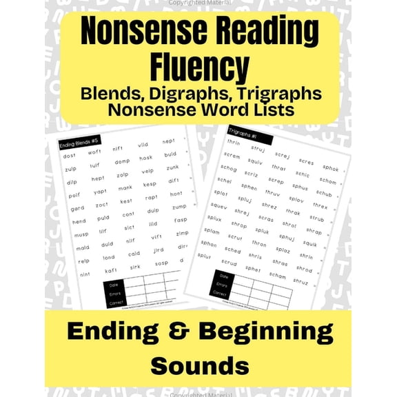 Reading Practice Workbooks Nonsense Reading Fluency: Blends, Digraphs, Trigraphs Nonsense Word Lists, (Paperback)