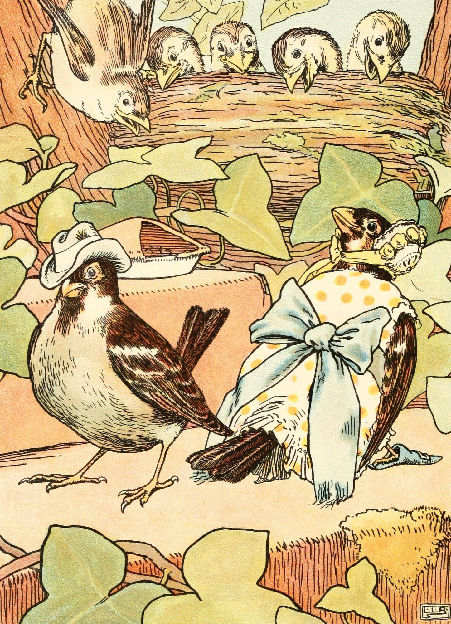 Nonsense Songs c1910 Mr and Mrs Spikky Sparrow Canvas Art - Leonard Leslie Brooke (18 x 24)