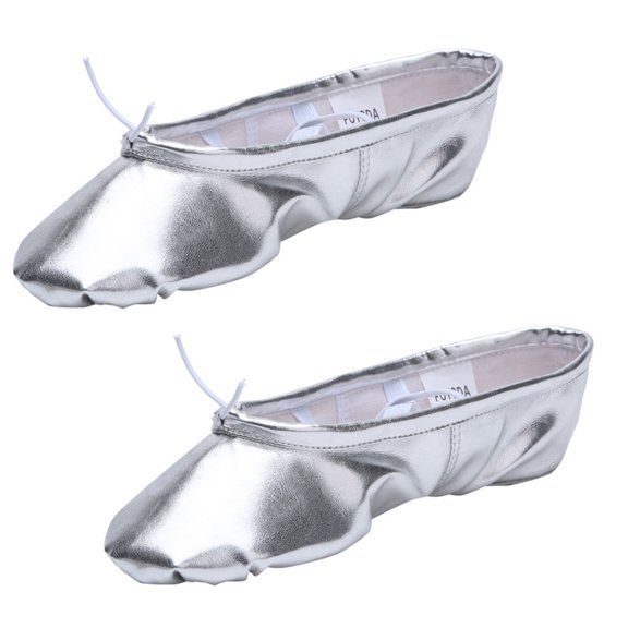 Nonslip Ballet Shoes Heeled for Dance Training PU Leather Soles Featuring Grip Pattern Various Floors