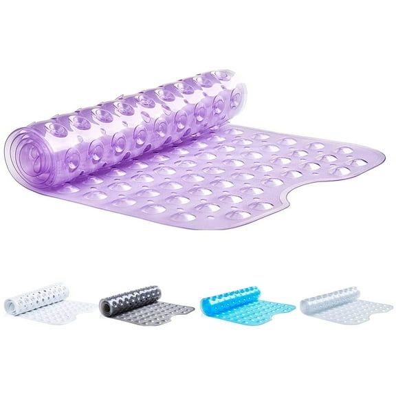 Nonslip Bath Mat with Suction Cups Purple 100x40cm 40x16in Extra Long, Rubber, Purple