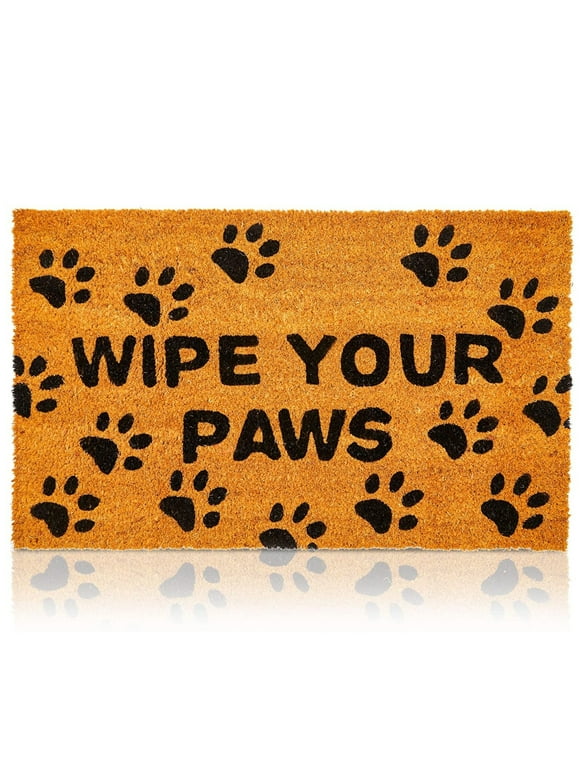 Nonslip Coco Coir Mat for Outdoor Entrance, Wipe Your Paws Doormat for Front Door Entry, Dog Lovers (17 x 30 In)