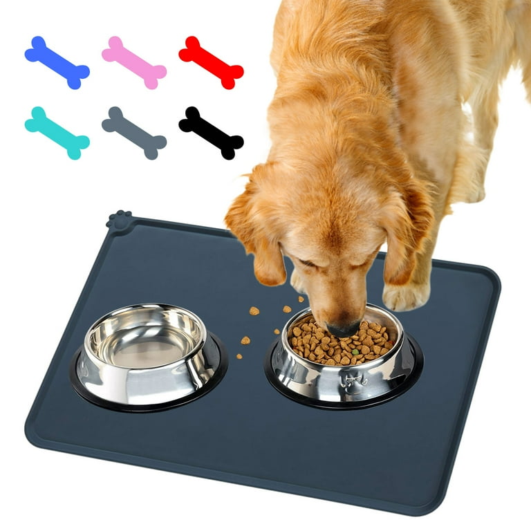 Nonslip Pet Food Mat Silicone Dog Bowl Mat with Edges Dog Water Mat for Sloppy Drinkers Gray Walmart