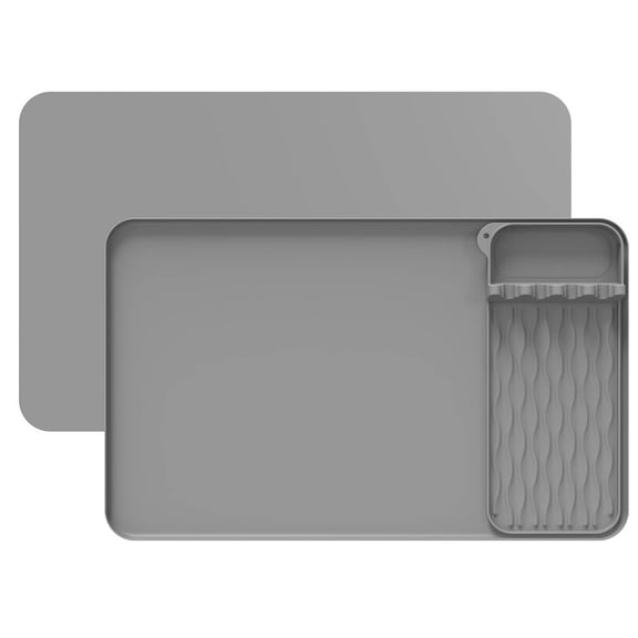 Nonslip Silicone Counter Mat With Tool Organizers Heat Resistant Spills Guard Kitchen Accessory Air Fryers Pad