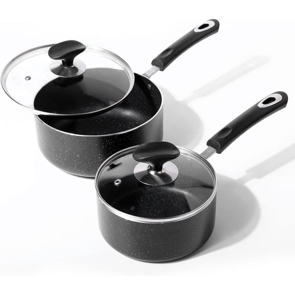 Nonstick 1.5Qt & 2.5Qt Copper Sauce Pan Set with Lid, Small Pot with Lid, Ceramic Nonstick Saucepan Set, Small Sauce Pots