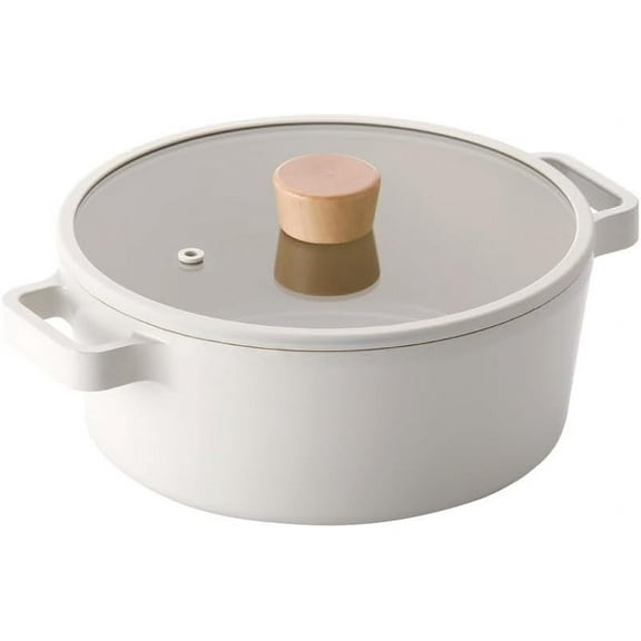 Nonstick 4.0QT Stock Pot with Lid, Healthy Cooking Ceramic Coating Casserole, Induction Compatible Cookware, Stew, Soup Noodle Multi Dutch Oven, Made in Korea