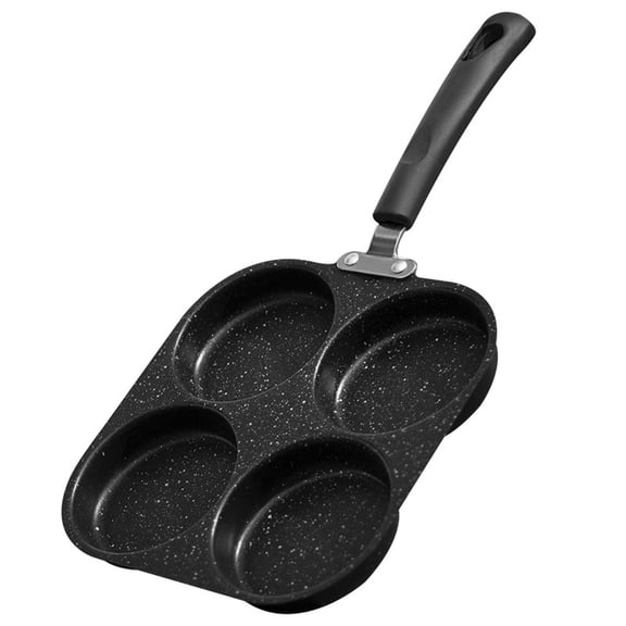 Nonstick 4-Cup Egg Frying Pan, Multifunctional Breakfast Omelette Skillet with Grill Section, Compatible Induction Cooktop Pancake Maker and Egg Cooker