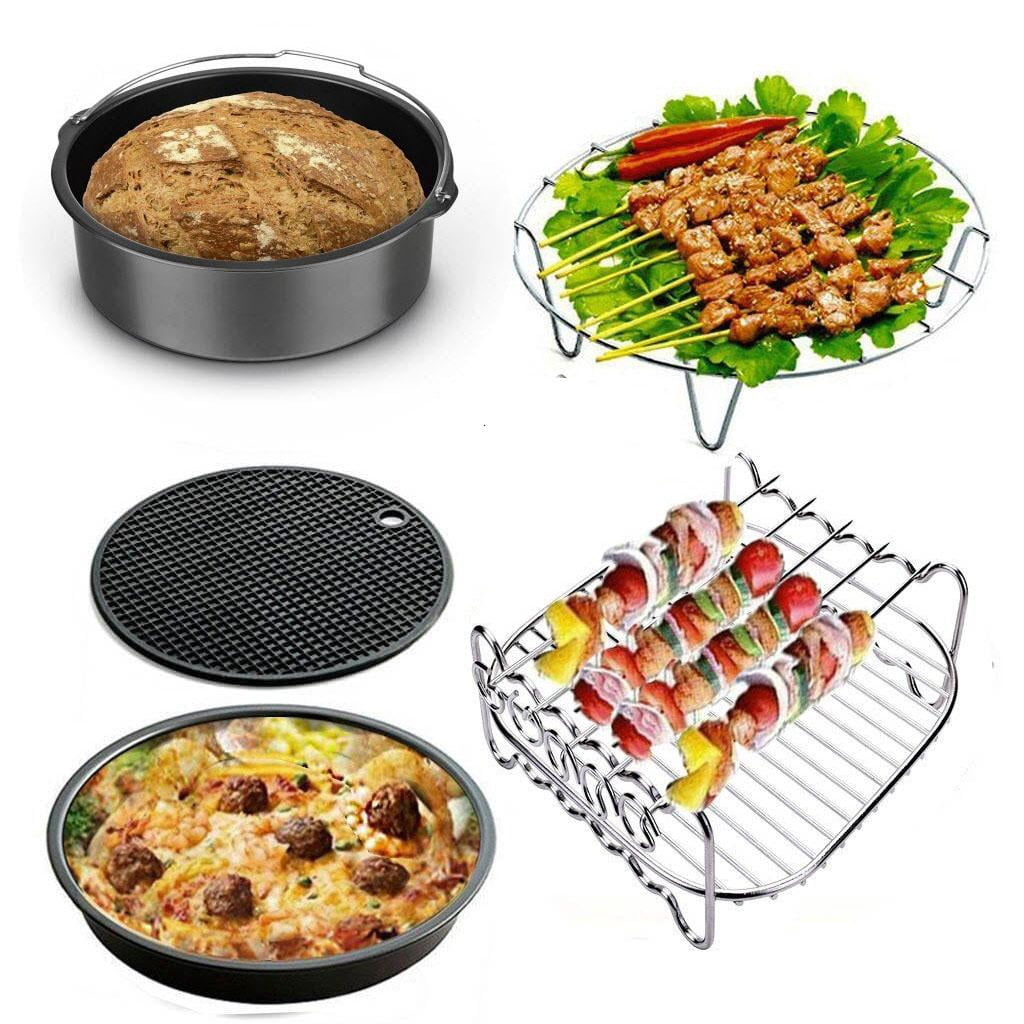 Nonstick 6-8 inch Air Fryer With Pizza Pan Cake Cup Stainless Steel Grill